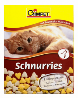 Витамины Gimpet Schnurries в виде сердечек с курицей и таурином для кошек (650 шт)