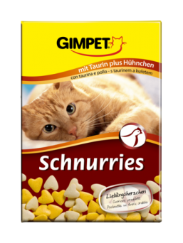 Витамины Gimpet Schnurries в виде сердечек с курицей и таурином для кошек (85 шт)