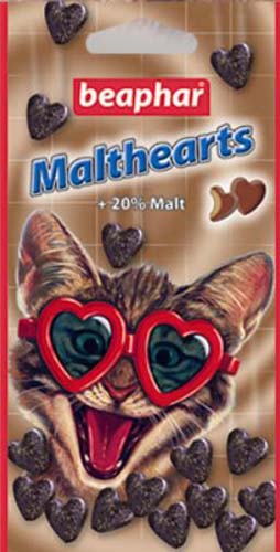 Витамины Beaphar Malt-Hearts сердечки для выведения шерсти из желудка для кошек (150 шт)