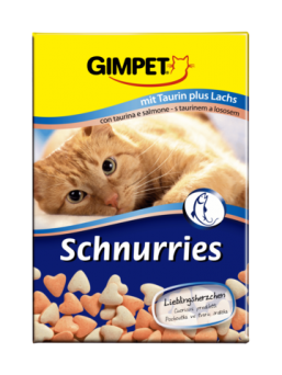 Витамины Gimpet Schnurries в виде сердечек с лососем и таурином для кошек (85 шт)