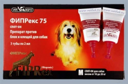Капли Фипрекс 75 Спот-Он M Инсектоакарицидный лекарственный препарат для собак весом от 10 до 20 кг
