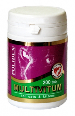 Витамины Polidex Мультивитум плюс поливитаминно-минеральный комплекс для кошек (200 шт)