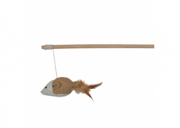 Игрушка Trixie Удочка с мышкой и перьями 50см