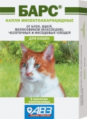 Капли Барс Инсектоакарицидные от блох и клещей для кошек (3 дозы)