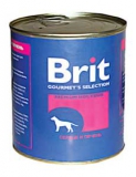Консервы Brit Gourmet Selection для взрослых собак всех пород с печенью и сердцем (850г)