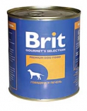 Консервы Brit Gourmet Selection для взрослых собак всех пород с печенью и говядиной (850г)